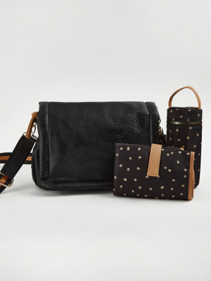 Black Spotted 3 in 1 Baby Changing Bag | Baby | George at ASDA
