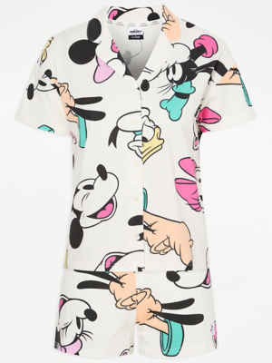 Disney Mickey Friends White Shirt Short Pyjamas