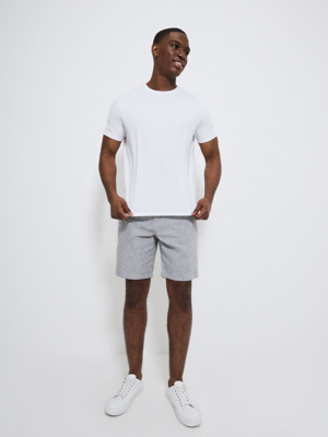 Grey Striped Linen Blend Chino Shorts | Men | George at ASDA