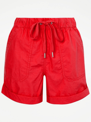 Red Drawstring Poplin Shorts Women George at ASDA