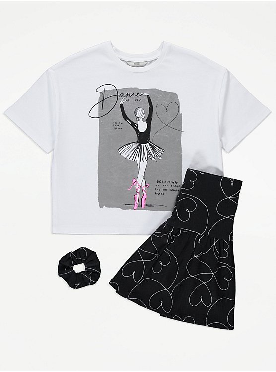 Ballerina Silver Foil T-Shirt Skirt and Scrunchie Outfit
