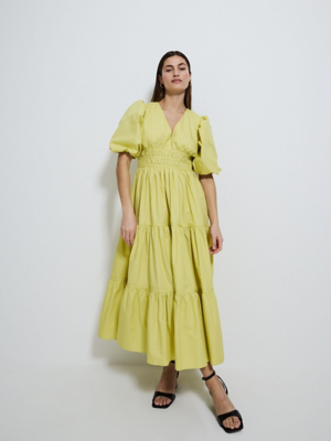 Studio Edit Lime Green Poplin Tiered Midi Dress | Women | George at ASDA