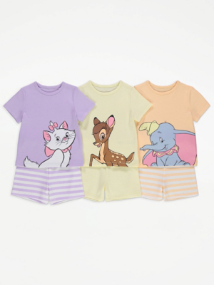 Disney Bright Stripe Character Short Pyjamas 3 Pack | Baby | George at ASDA