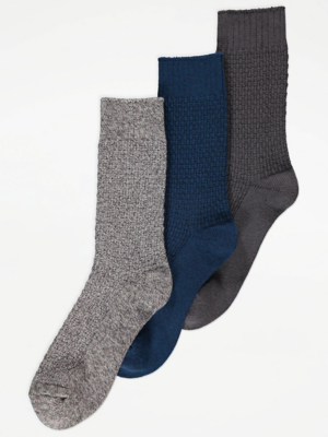 Grey Waffle Ankle Socks 3 Pack | Men | George at ASDA