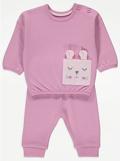 3-pack cotton trousers - Pink/Rabbits - Kids