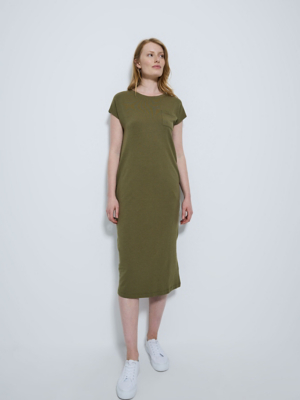 Khaki Pocket Midi T-Shirt Dress | Women | George at ASDA
