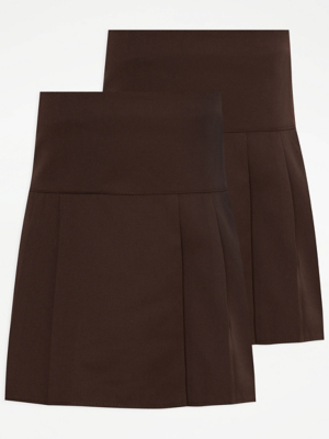 Brown Permanent Pleat Girls School Skirt Pack