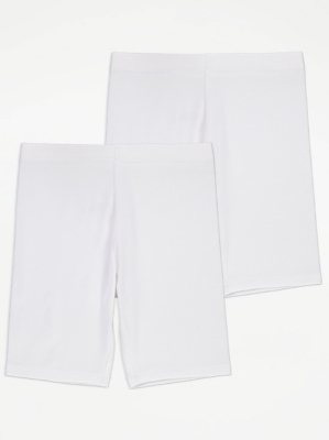 White Cycling Shorts 2 Pack Kids at ASDA