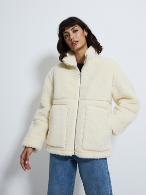 Cream Borg Jacket | Women | George at ASDA