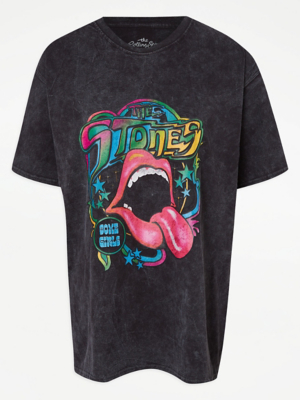 The Rolling Stones Charcoal Acid Wash Oversized TShirt Women