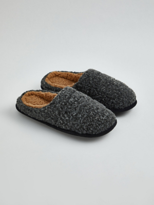 Charcoal Borg Mule Slippers Men George at ASDA