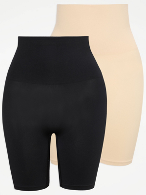 Seam Free Longline Light Shaping Shorts 2 Pack Lingerie at ASDA