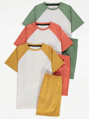 Neutral Raglan Short Pyjamas 3 Pack | Kids | George at ASDA