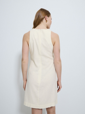 chinese dress ladies Beige Button Down Shift Linen Dress – Gabi Swimwear main image 0