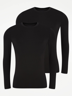 Thermal Vests Mens Thermal Long Johns Asda Black Long Sleeve Light - Main Image