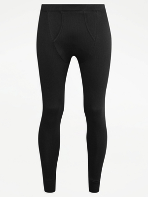 Black Ribbed Thermal Long Johns