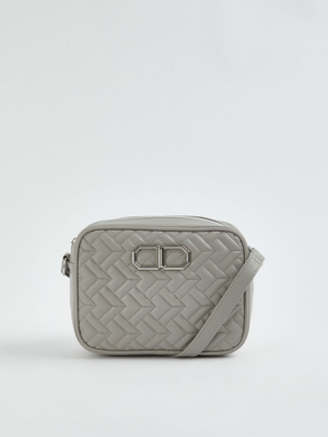 Grey Leather Look Quilted Camera Bag Women at ASDA