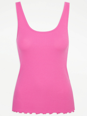 Pink Ribbed Pyjama Vest Top | Lingerie | George at ASDA