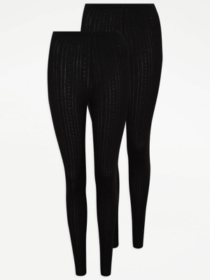 Black Pointelle Super Soft Thermal Leggings Pack
