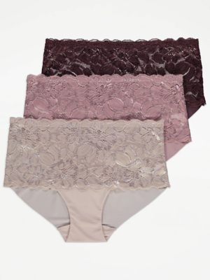 Lace Bandeau Midi Knickers 3 Pack | Lingerie | George at ASDA
