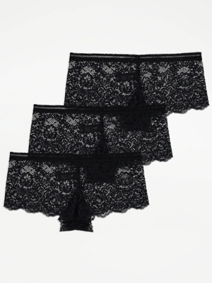 Black Lace Short Knickers 3 Pack | Lingerie | George at ASDA
