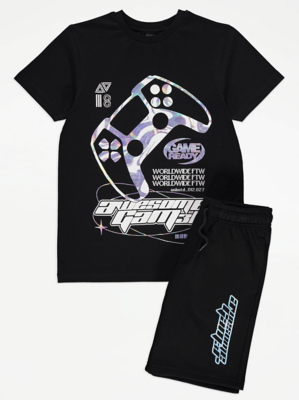 Футболка и шорты геймера Black Foil Awesome