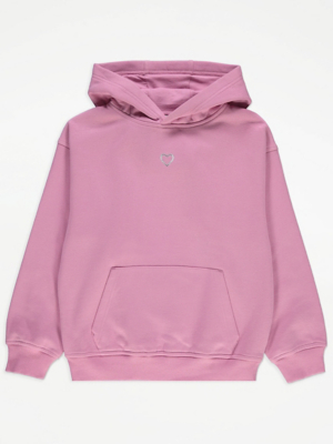 Pink Embroidered Heart Hoodie Kids at ASDA