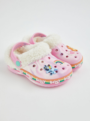 Bluey Pink Tie Dye Fleece Lined Clogs Kids George at ASDA