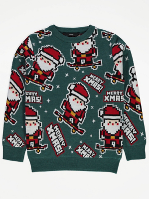 Santa Claus Christmas Jumpers George Asda Green Santa
