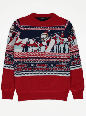 Knitted Jumper Asda George Mens Xmas Jumpers Blue Fluffy Beard