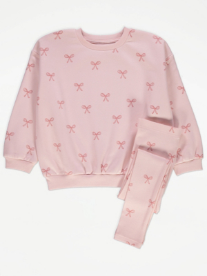 Girls Yellow Bow Applique Sweatshirt With Sling Bag and Pants Set