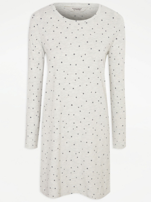Grey Marl Mini Star Long Sleeve Nightdress