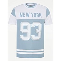 Pale Blue Mesh New York 93 T-Shirt | Men | George at ASDA