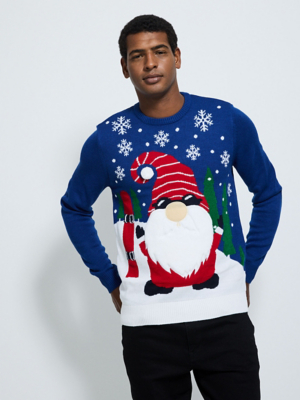 Knitted Jumper Asda George Mens Xmas Jumpers Blue Fluffy Beard