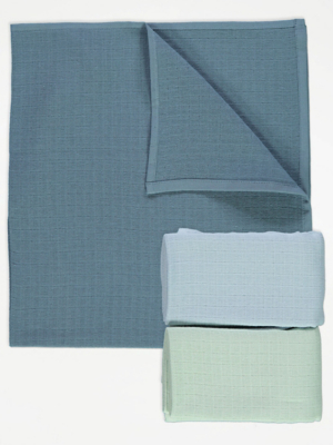 Blue Muslin Cloths 3 Pack Baby at ASDA