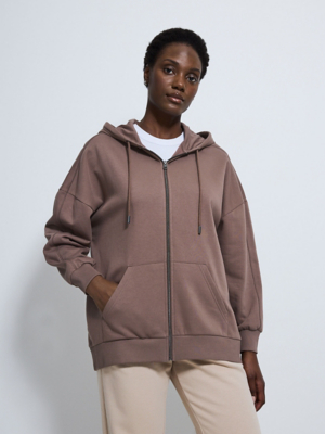 Mocha Soft Touch Oversized Zip Through Hoodie | Women | George at ASDA