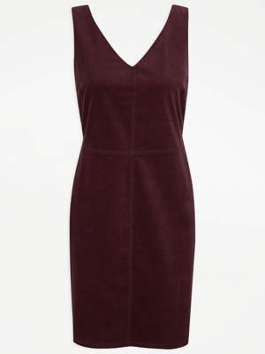 Burgundy Corduroy Pinafore Mini Dress | Sale & Offers | George at ASDA