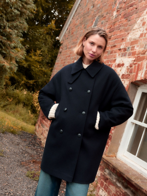 Navy Cocoon Pea Coat