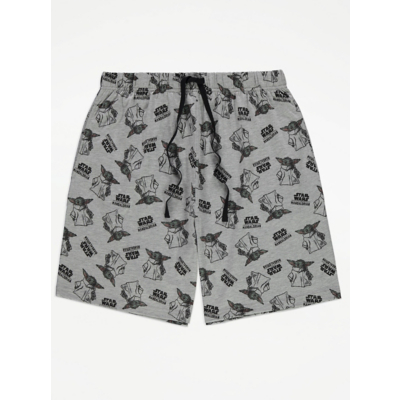 George Star Wars Mandalorian Grey Lounge Shorts - Light Grey