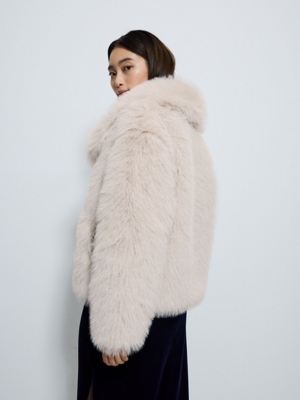 Topshop White Faux Fur Coat Short Autumn Winter New Short