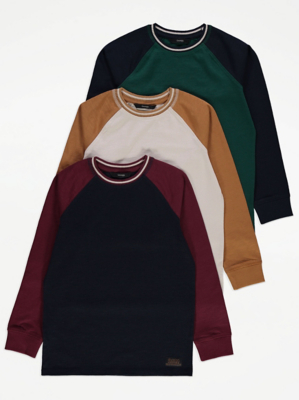 Raglan Long Sleeve Tops 3 Pack | Kids | George at ASDA