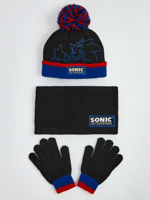 Sonic The Hedgehog Knitted Hat Snood and Gloves Set | Kids | George at ASDA