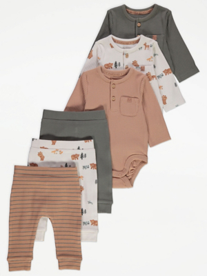 Fashion Asda George Newborn Baby Boy Clothes Bear Ribbed