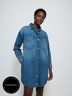 open lace back dress Denim Embroidered Shirtdress/Duster by Billy T XLarge main image 0