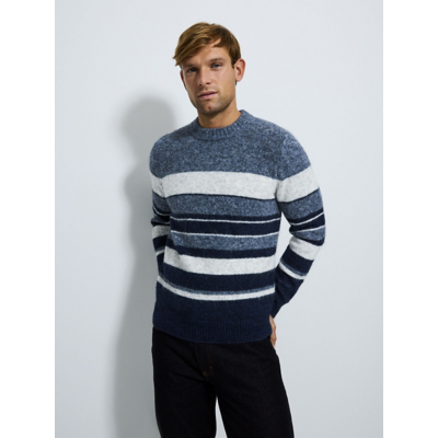 George Blue Striped Cosy Knitted Crew Neck Jumper