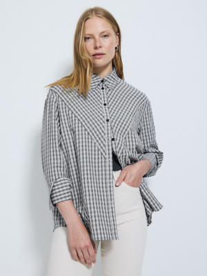 Grey Checked V Seam Shirt | Women | George at ASDA 