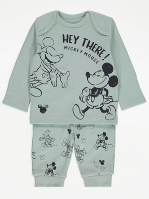 Disney Mickey Mouse Green Hey There Long Sleeve Pyjamas Sale