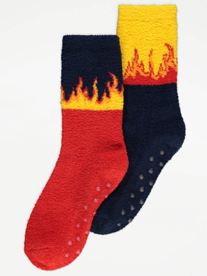Cosy Socks Non Slip Socks Asda Flame Grip Sole Cosy Socks Pack