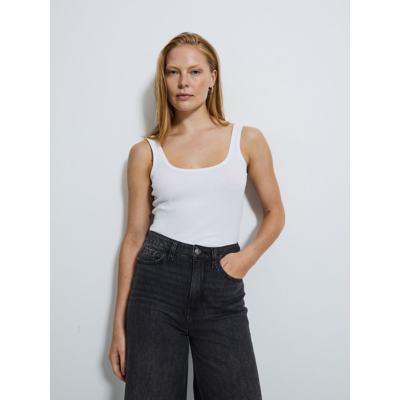 George White Scoop Neck Ribbed Vest