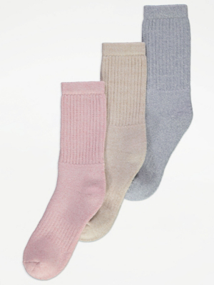 Pastel Ribbed Walking Socks 3 Pack | Lingerie | George at ASDA